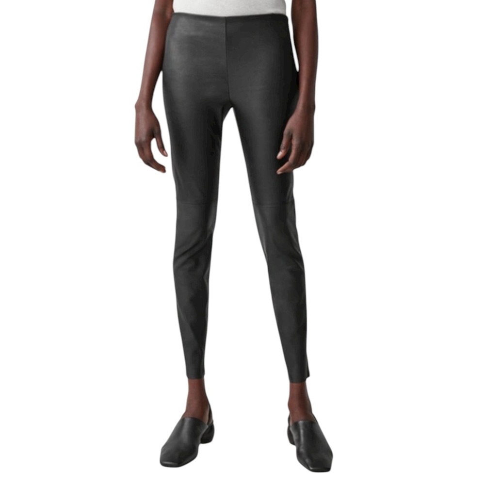 COS Skinny Leather Leggings in Black Sz 2